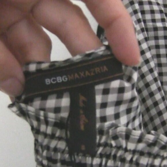 BCBGMAXAZRIA Silk Ruffle Gingham Halter Top. Black & White, S, NEW WITH TAGS - Picture 9 of 10